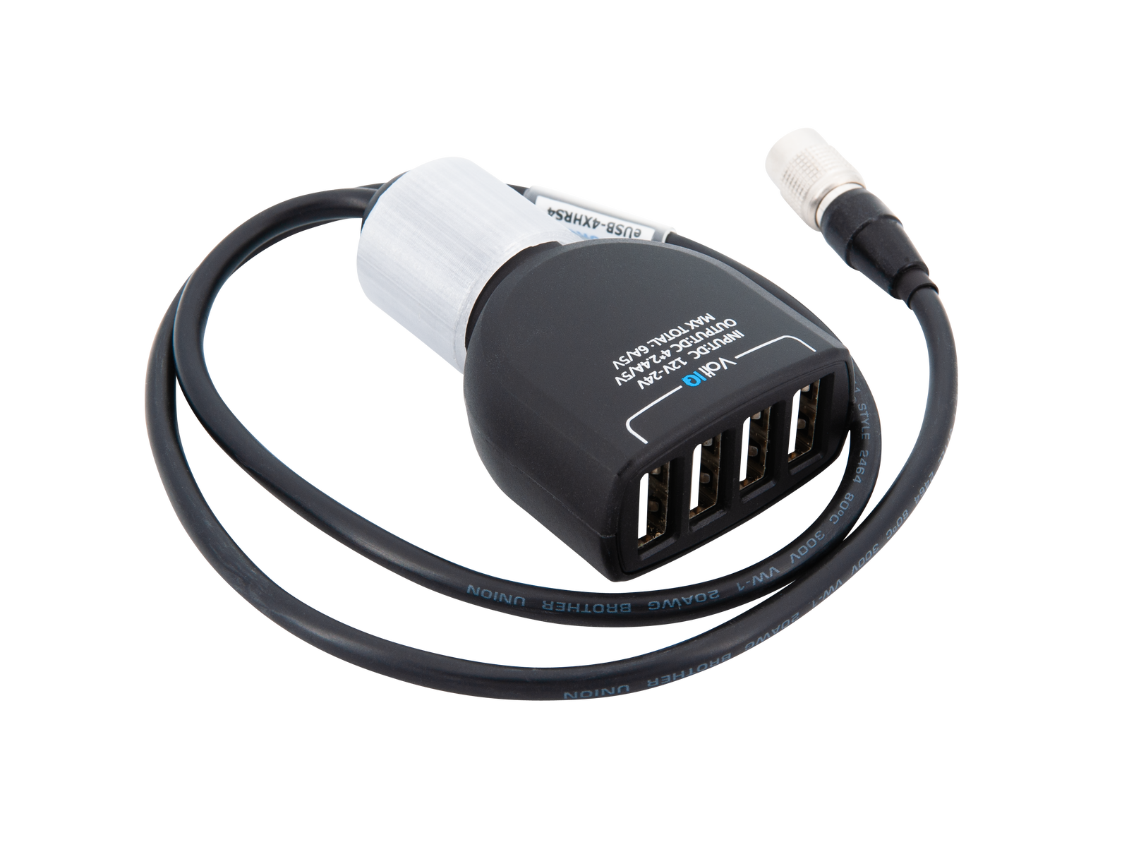 eUSB-4XHRS4 - 10-24V Hirose QUAD USB 2400mA non-isolated power converter/adapter